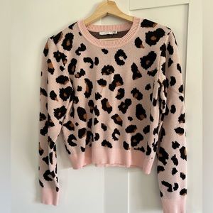 Pink leopard crop sweater